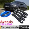 Black Carbon Fiber Exterior Door Handle Cover for Toyota Avensis T250 T25 2003~2008 Car Accessories Stickers Trim Set Chrome