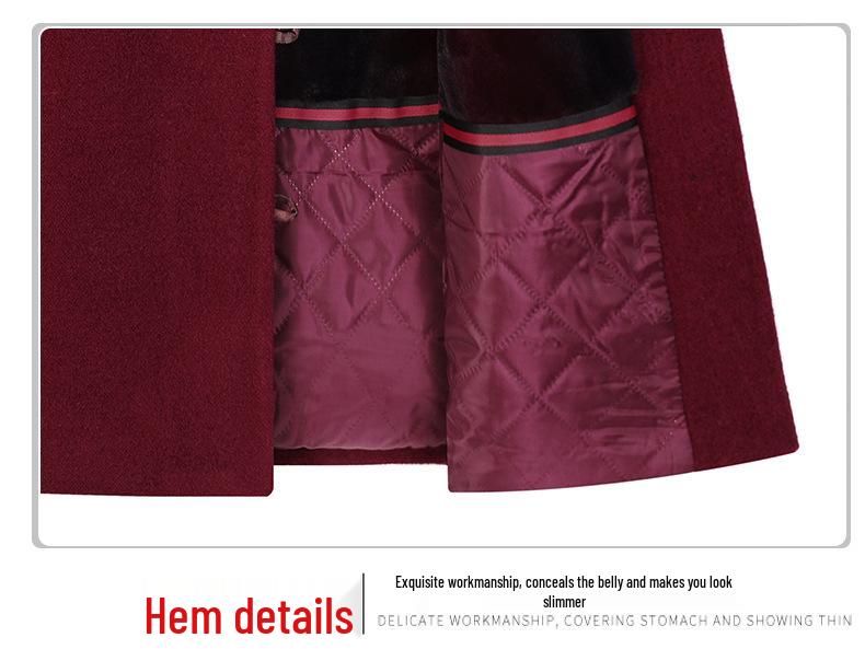 Chinese Style Winter Fur Collar Coat for Elderly Women - Thick Cotton Velvet Jacket