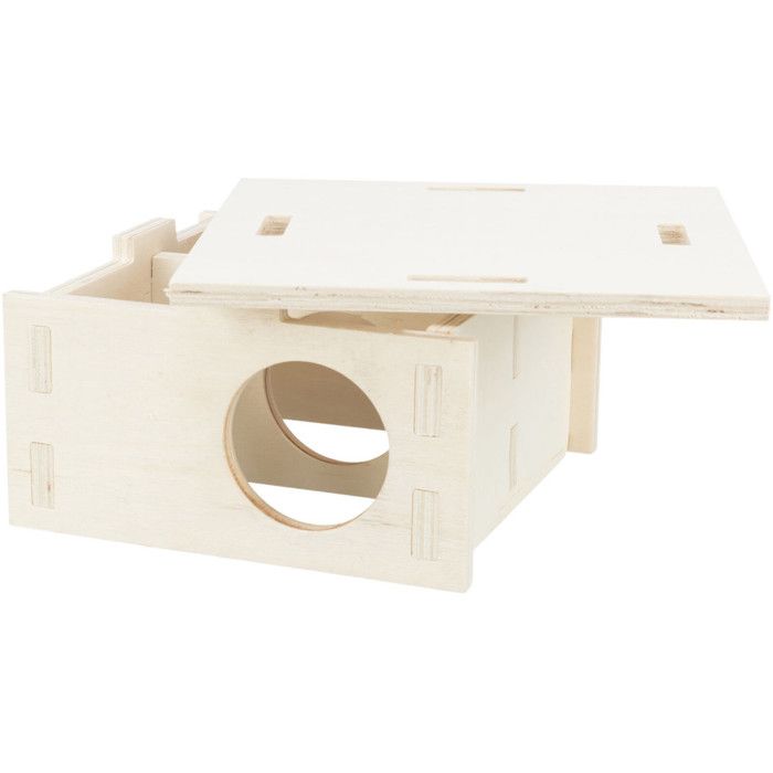 Casa encaixável - TRIXIE - 2 quartos - 25 x 12 x 25 cm - Para hamster grande e degus - Madeira não tratada
