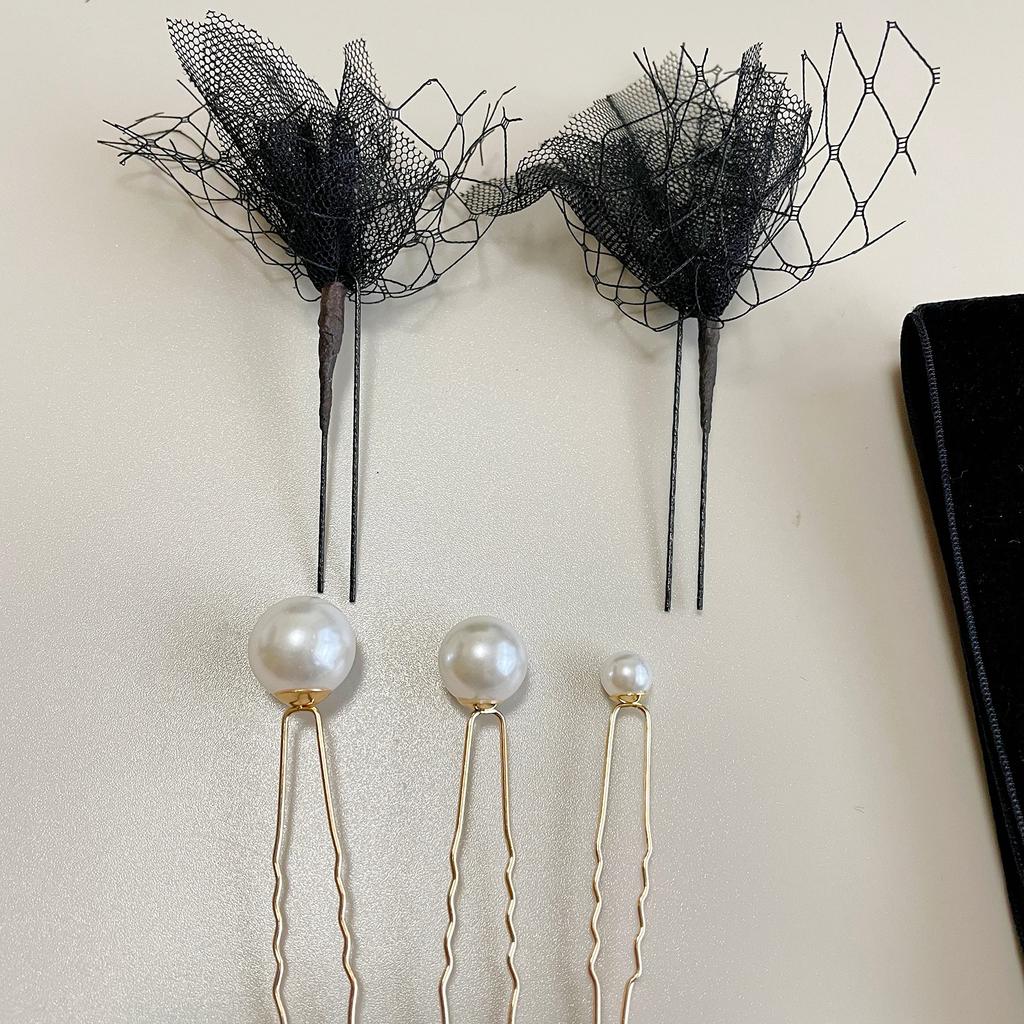 Velvet Pearl Gold Leaf Hair Perfect for and Other Including Hakama and Furisode Ribbon, Pin, Mesh, Accessory, Coming-of-age Ceremonies, Graduations,