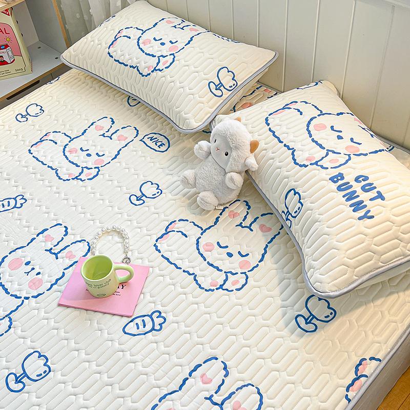 Naturlig Lateks Tykk Sommer Madrass for Seng Høykvalitets Kjølig Følelse Rayon Sengbeskytter og Putetrekk Is Silke Laken Sett Kjølende