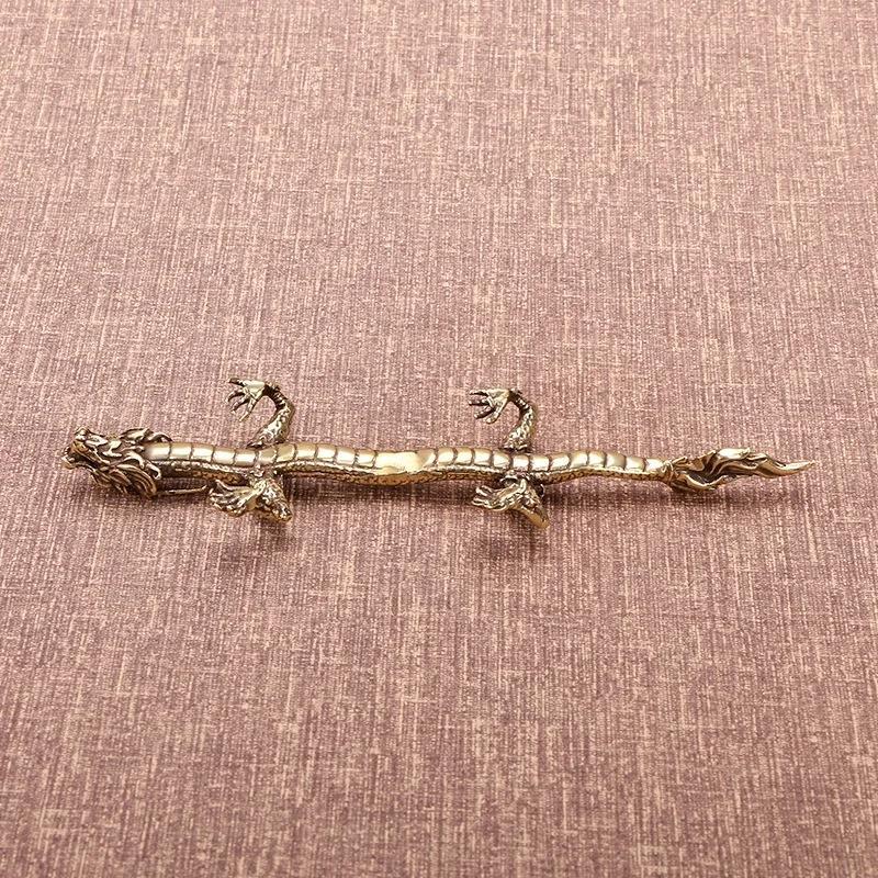 Zodiac Dragon Ornament Antique Bronze Beard Dragon Statue Vintage Brass Animal Miniature Figurines Desk Decor Crafts