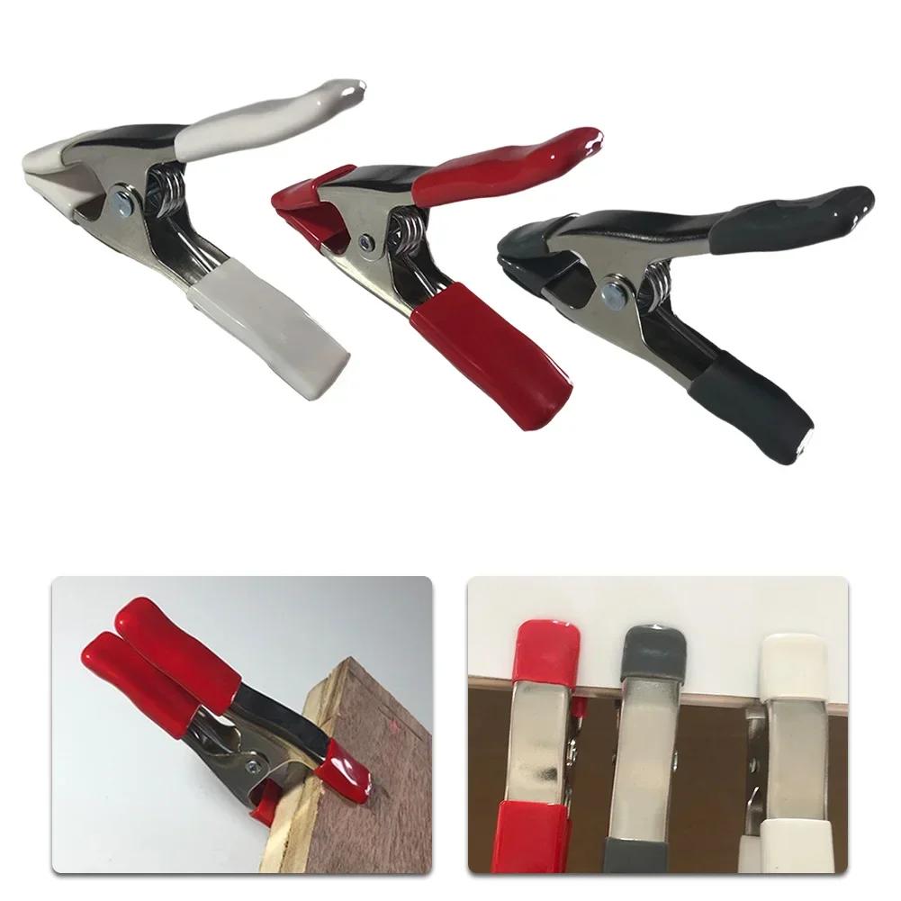 1 STÜCKE Metallfederklemmen 4 Zoll A-förmiger Clip Weiche Kunststoffspitzen Grifffotos Bastelclips Holzbearbeitungsgriffwerkzeuge Handwerkzeuge