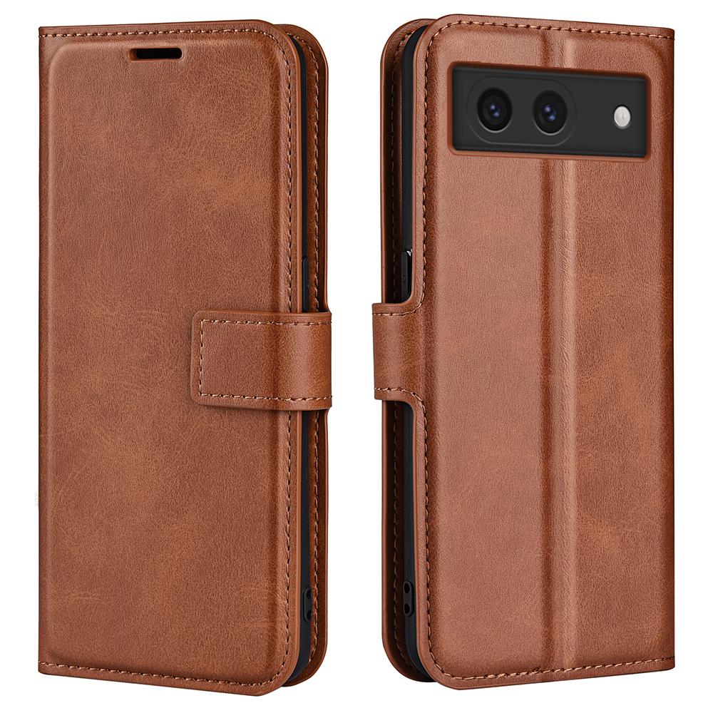 

For Google Pixel 8a Wallet Phone Case Calf Texture PU Leather Protective Phone Cover Light Brown