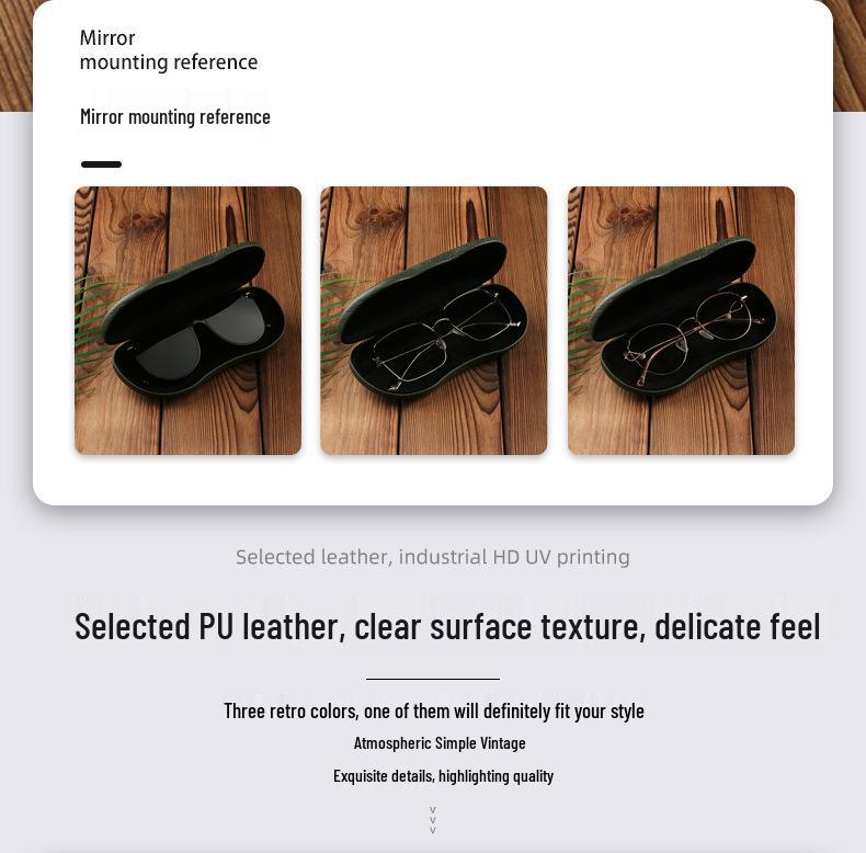 Retro Wave Edge PU Leather Glasses Case - Hard, Textured Protection for Myopia Frames & Sunglasses