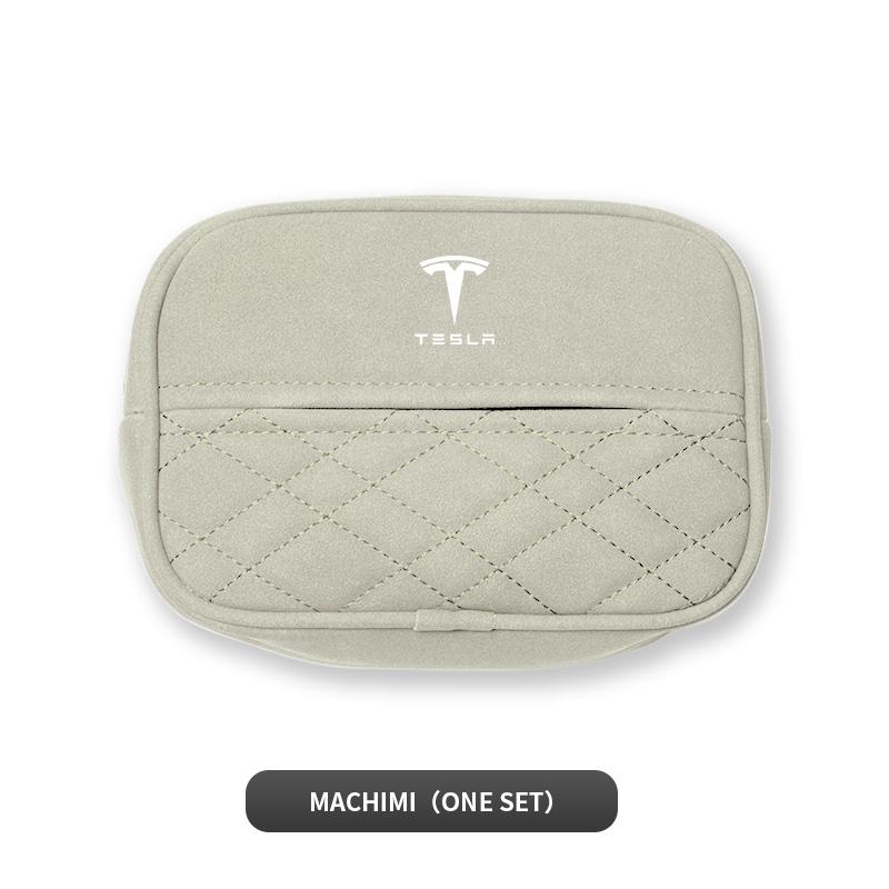 BFNWZ1 Car Accessories Suede Tissue Boxs Organizer Car Tissue Bag For Tesla Model 3 Y S X Cybertruck Coil Juguete Roadster Bonina 2024
