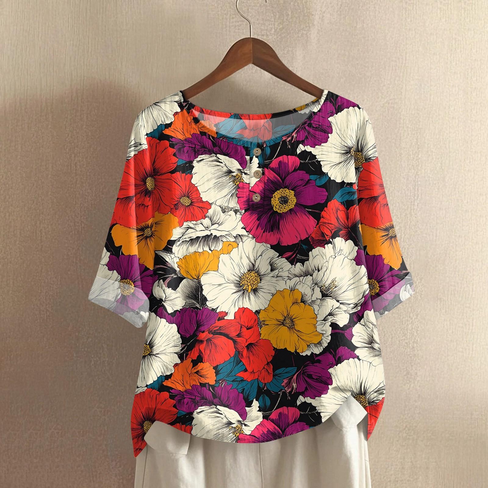 

Женская модная и повседневная рубашка с полурукавом, круглым вырезом и принтом, блузка, топ S винный