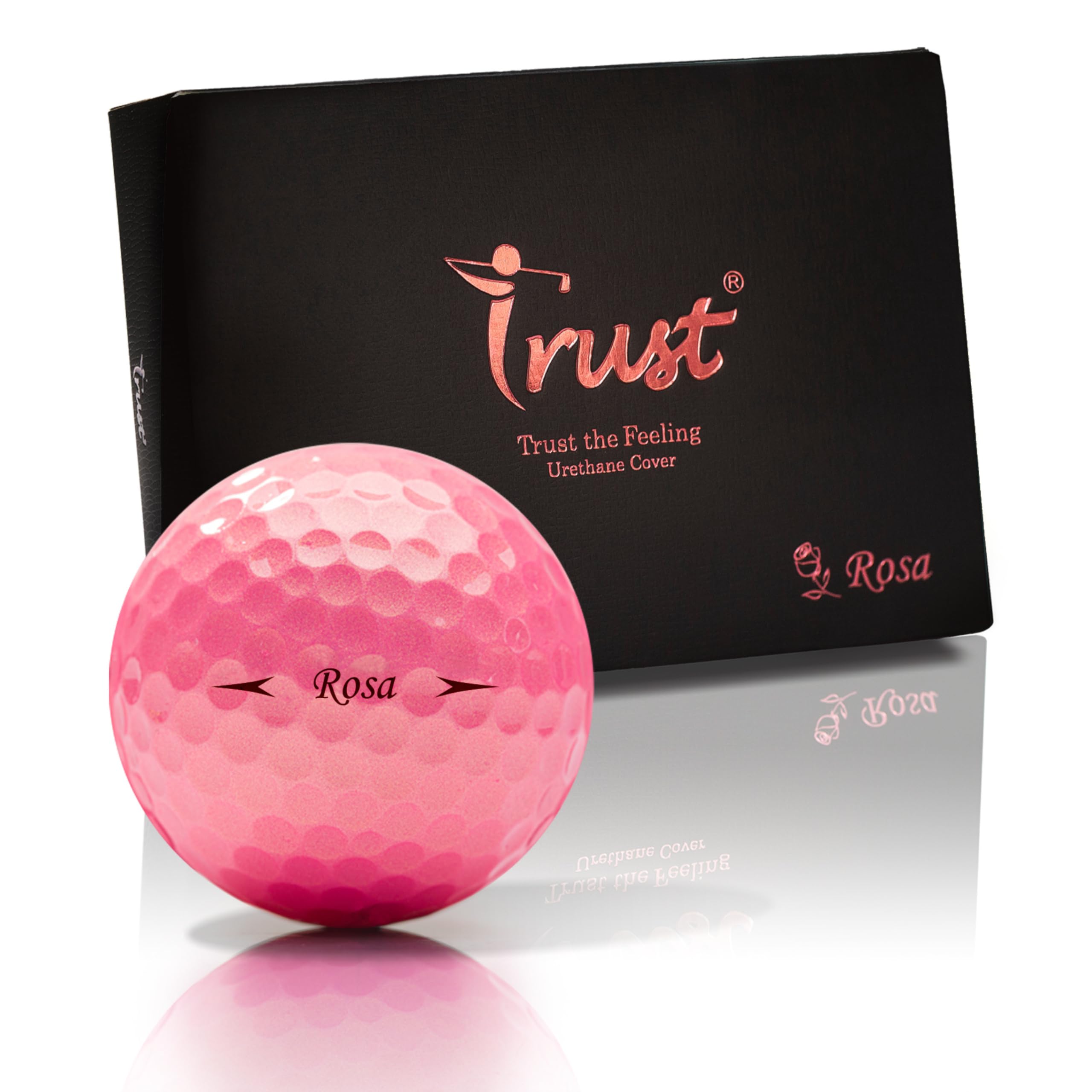 

Trust Новый Rosa Golf с мягким ощущением и уретановым покрытием и динамичный 1 дюжина золотых розовых мячей. Уникальный, видимый, останавливающий, трехкомпонентный сердечник. (12