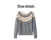 Women's Autumn/Winter Pure Wool Jacquard Knit Pullover Sweater