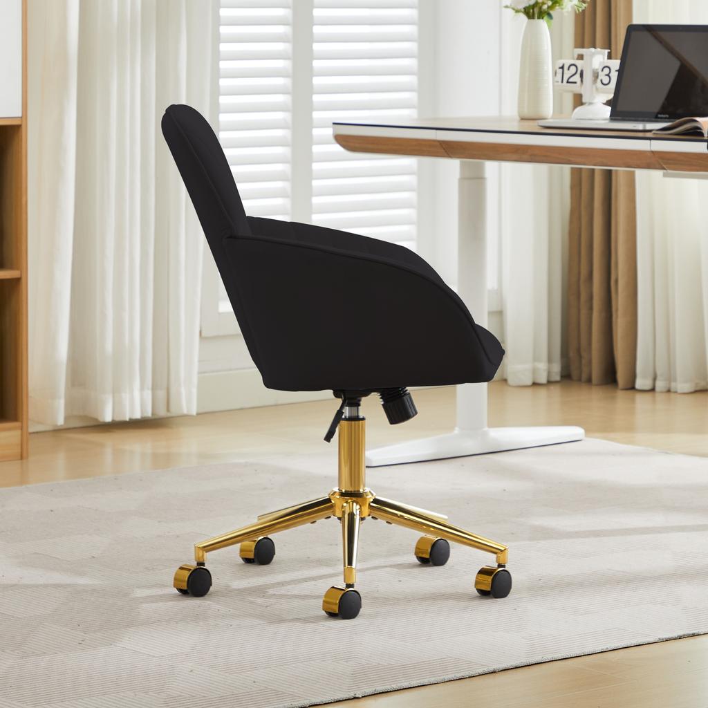 Height-Adjustable Office Swivel Chair for Home and Bedroom, Ergonomic Swivel Chair with Backrest, Suitable for Long Sitting. Black