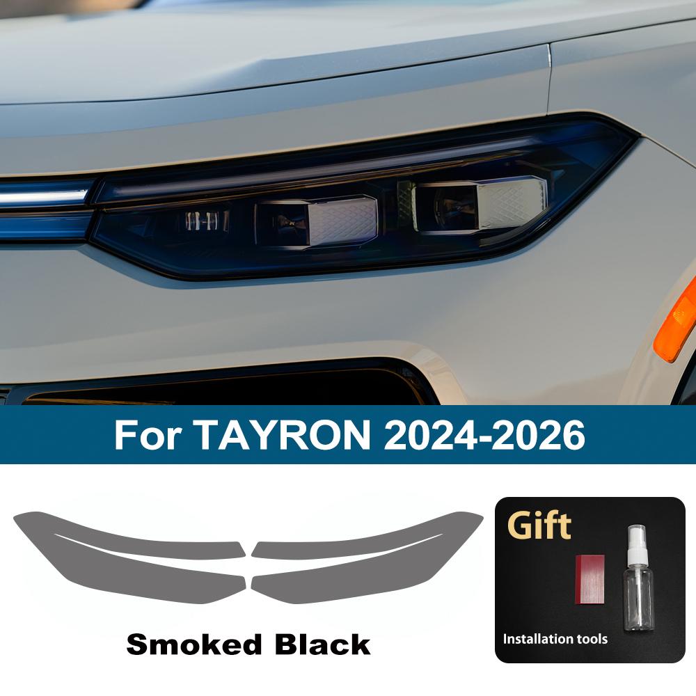 Pro Volkswagen TAYRON 2025-2026 Ochranná fólie na světlomety auta Kouřově černá Předřezaná Anti-Scratch Vysoce lesklá Auto vinylová fólie
