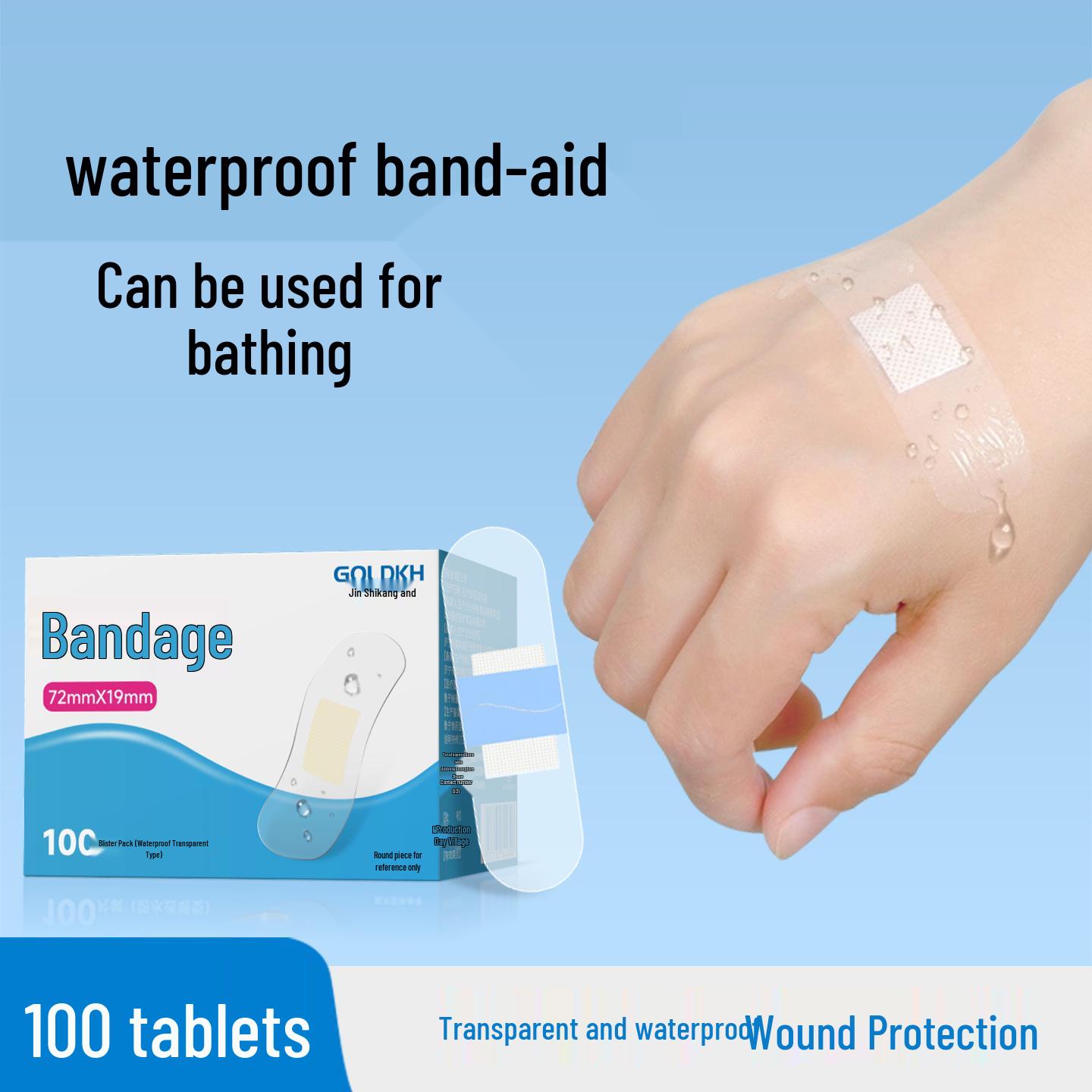 Водонепроницаемые медицинские пластыри-наклейки - 100 штук Waterproof Transparent, 100 Pieces, 1 Box