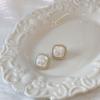 Party Temperament New S925 Needle Bling Jewelry Stud Earrings Geometric Square Shell