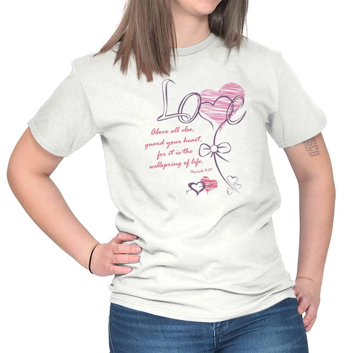 Christian Valentine s Day Love All Proverbs Womens Graphic Crewneck T Shirt Tee XXL