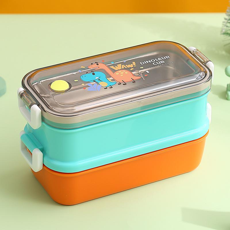 304 Stainless Steel Kids' Insulated Double-Layer Bento Lunch Box for Kindergarten or Students