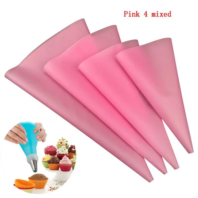 4Pcs/Set Silicone Pastry Bag Tips Kitchen DIY Cake Icing Piping Cream Cake Decorating Tools Reusable Pastry Bags Set