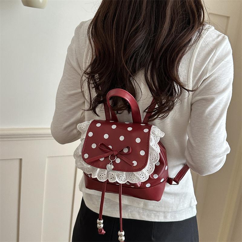 Schultasche Koreanisch klein frisch gepunktet Spitze Rucksack für Damenmode vielseitig neu Pendler Reise leicht kleiner Rucksack