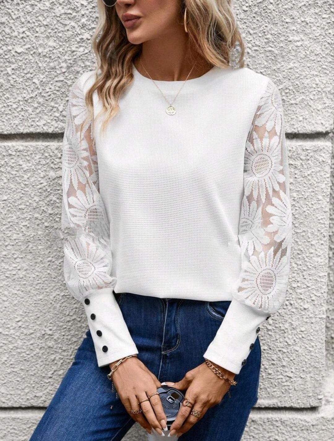 

Женская рубашка из рами с принтом и воротником-стойкой XL белый