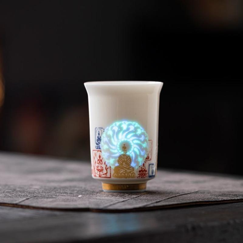 

Noble Dunhuang Ceramic Teacup Simple Home Decoration Creative Exquisite Tea Bowl Retro Kung Fu Tea Set Gifts and Collectibles 200ml