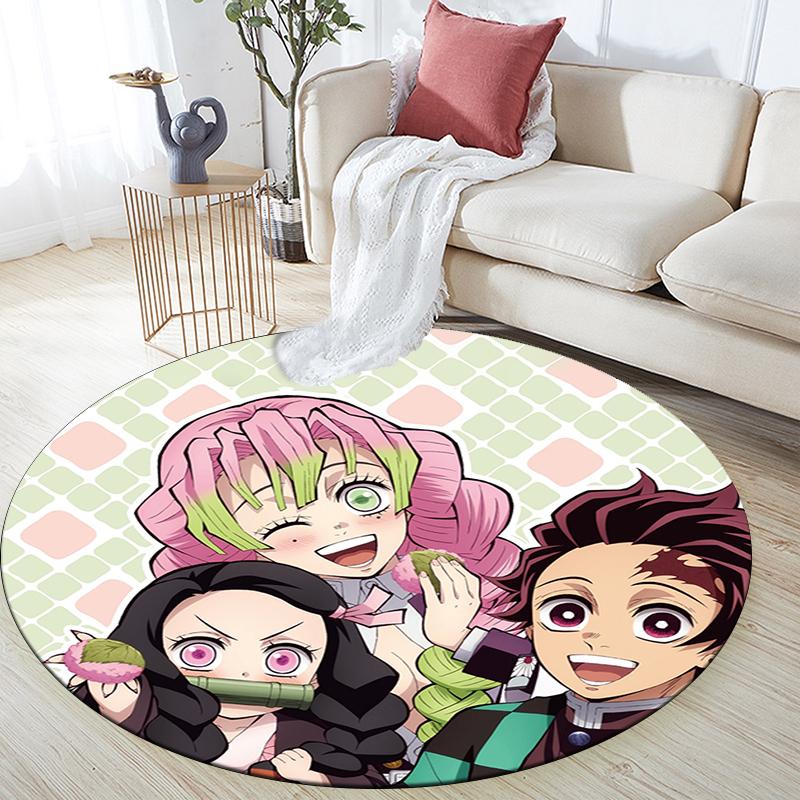 Rond vloerkleed met cartoonprint, tapijt voor woonkamer, slaapkamer, bank, speelkamer, antislip vloermat