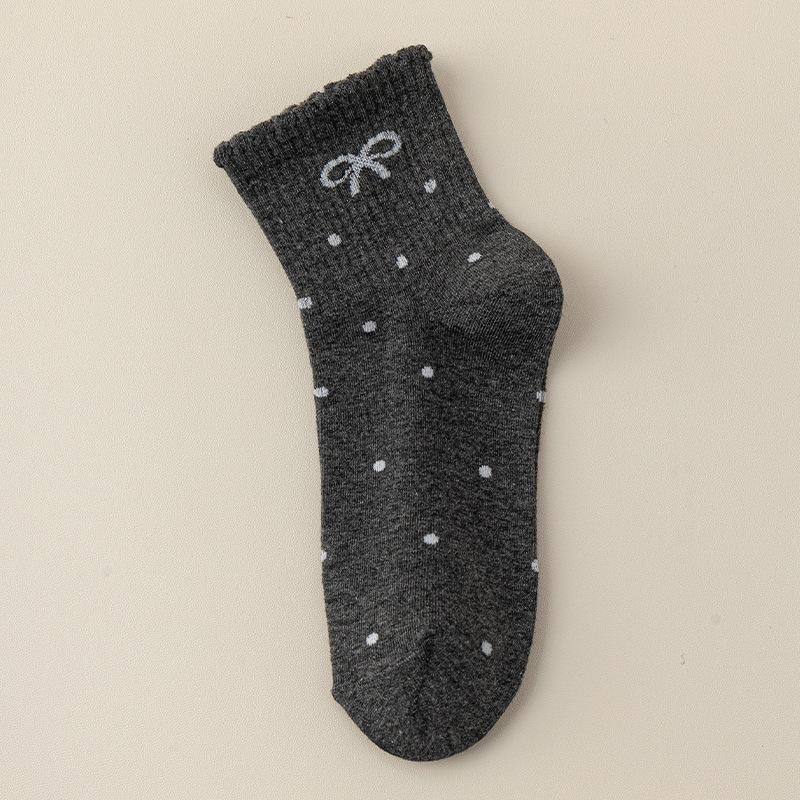Women's Summer Thin Boat Socks, Women's Summer Ballet-style Bow Polka Dot Breathable Short Socks