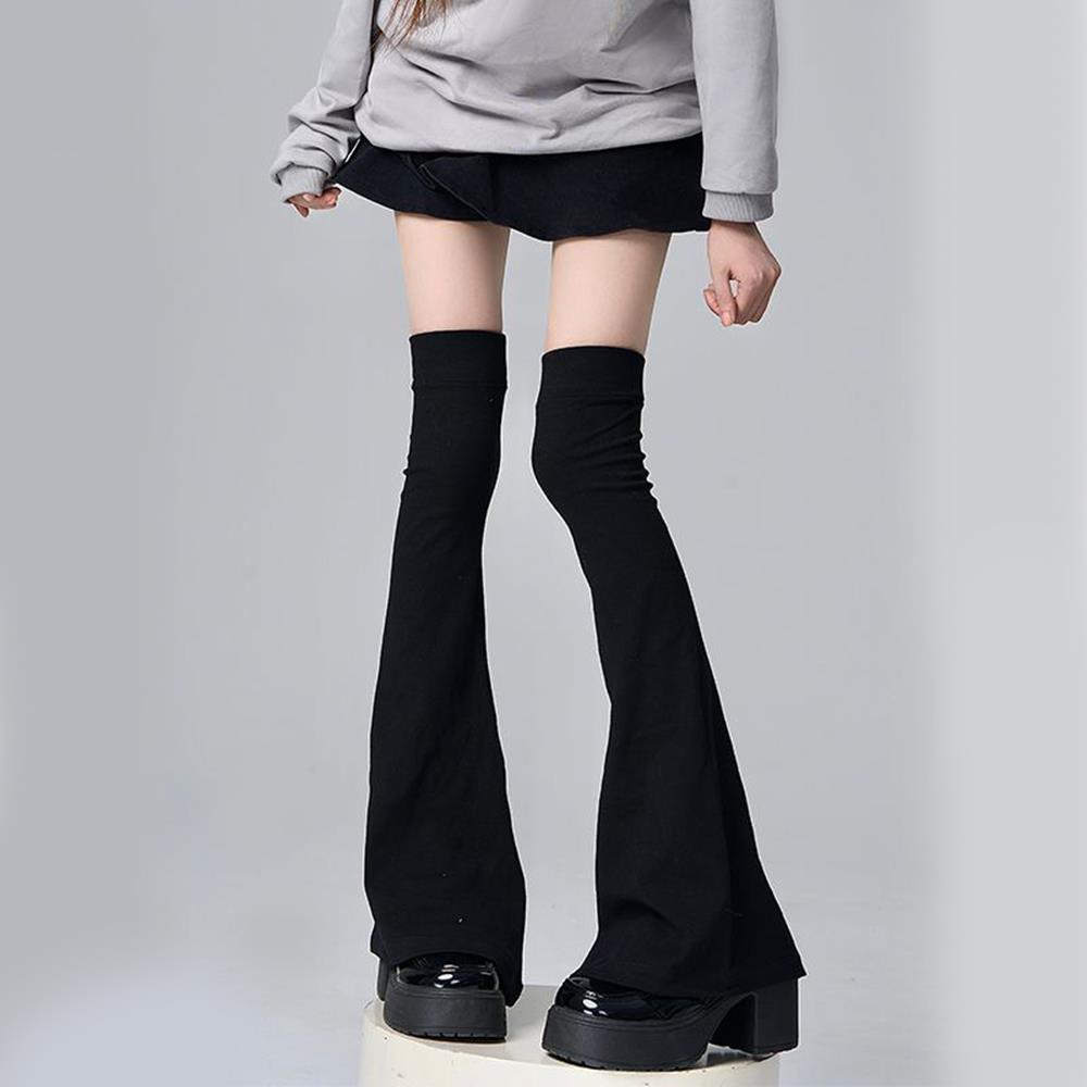Black White Gothic High Sock Y2K Leg Stockings Lolita Over Knee Leg Warmer Horn Shaped Cuffs Sock For Girls Women Punk Socks