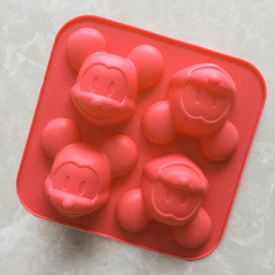 4 Cells Cartoon Mickey Mouse Silicone Soap Cake Mold Kitchen DIY Baking Tool