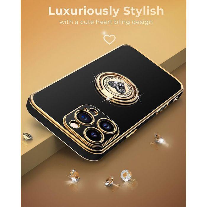 Coque de Protection - BOOLING - pour iPhone 17 - Silicone Anti-Rayures avec Cordon et Anneau Rotatif - Noir