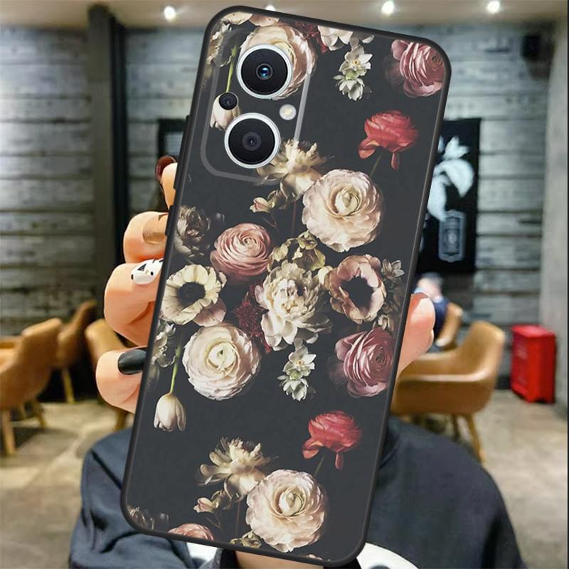 Půlnoční květinový kryt Pro OPPO Reno 13 13F 12 F 11 8T 7 8 10 Pro OPPO Find X8 X6 Pro X3 X5 Lite Kryt Coque
