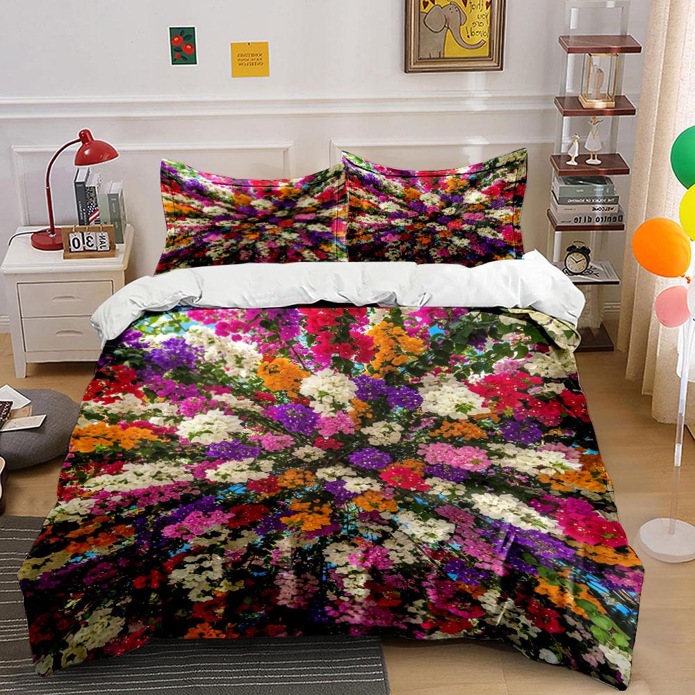 Vibrant Multicolored Floral Pattern. Bedding Sets Duvet Cover Sets Duvet Covers Pillowcases(1 * Duvet Cover 2 * Pillowcases Without Duvet Insert)