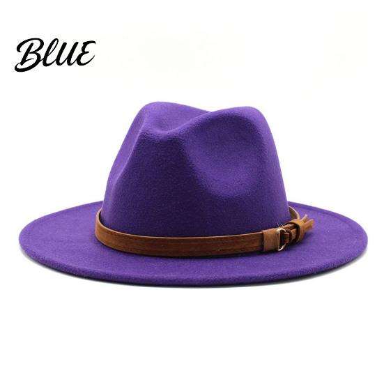 Chapeau Décontracté pour un Usage Quotidien Chapeau Fedora en Feutre de Laine Panama Unisexe avec Bande en Simili Cuir Headgear Laineux Durable Trilby à Large Bord Vintage pour Femmes
