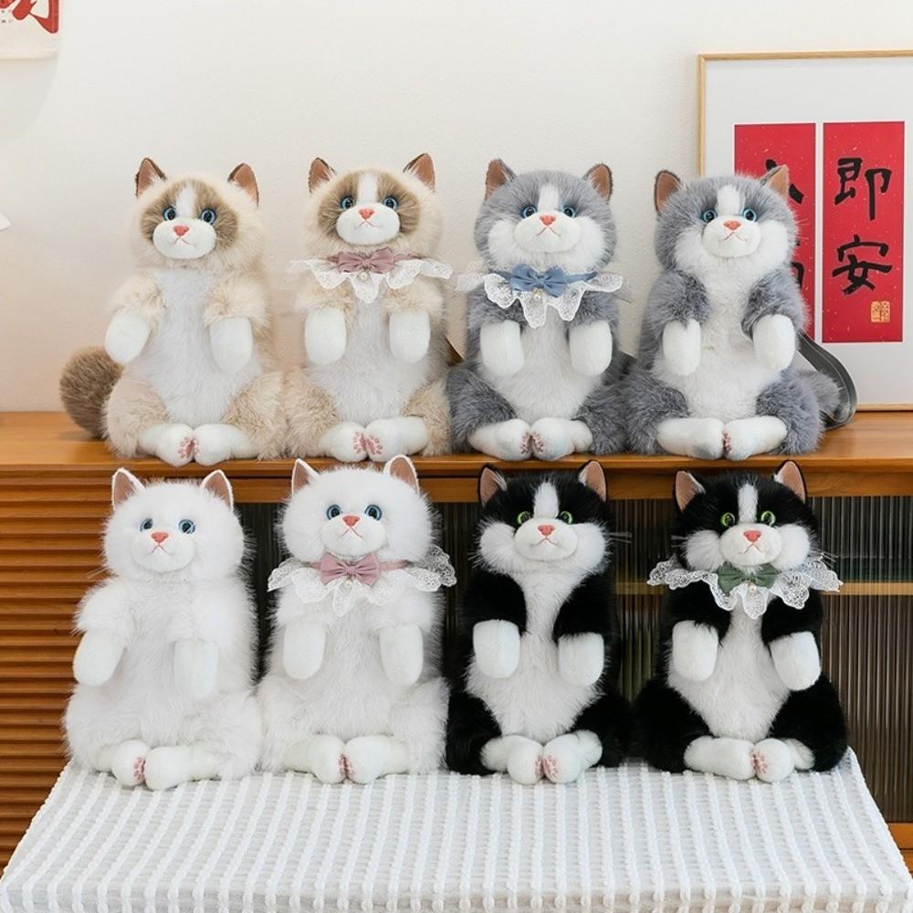 New Realistic Cat Simulated Puppet Cat Backpack Soft Fluffy Cute Cartoon Backpack Cat Backpack Gifts