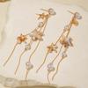 Ocean ins Wind Metal Starfish Jellyfish Earrings, Bohemian Imitation Pearl Fringed Earrings
