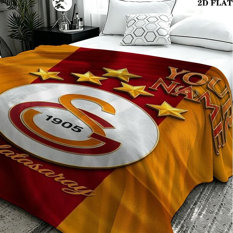 1PC Galatasaray S Custom Name Patterned Flannel Blanket Suitable For All Seasons for Home Decor Warmth and Comfort Gifts Holiday Present