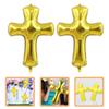 8Pcs Baptismal Cross Balloons Foil Party Decor for Baby Shower First Communion Confirmation Wedding Celebration Decoration
