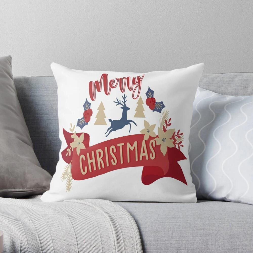 Merry Christmas Decoration Home Pillowcase Cushion Cover Autumn 45X45Cm Red 40X Living Room Sofa Bed Pillowcase