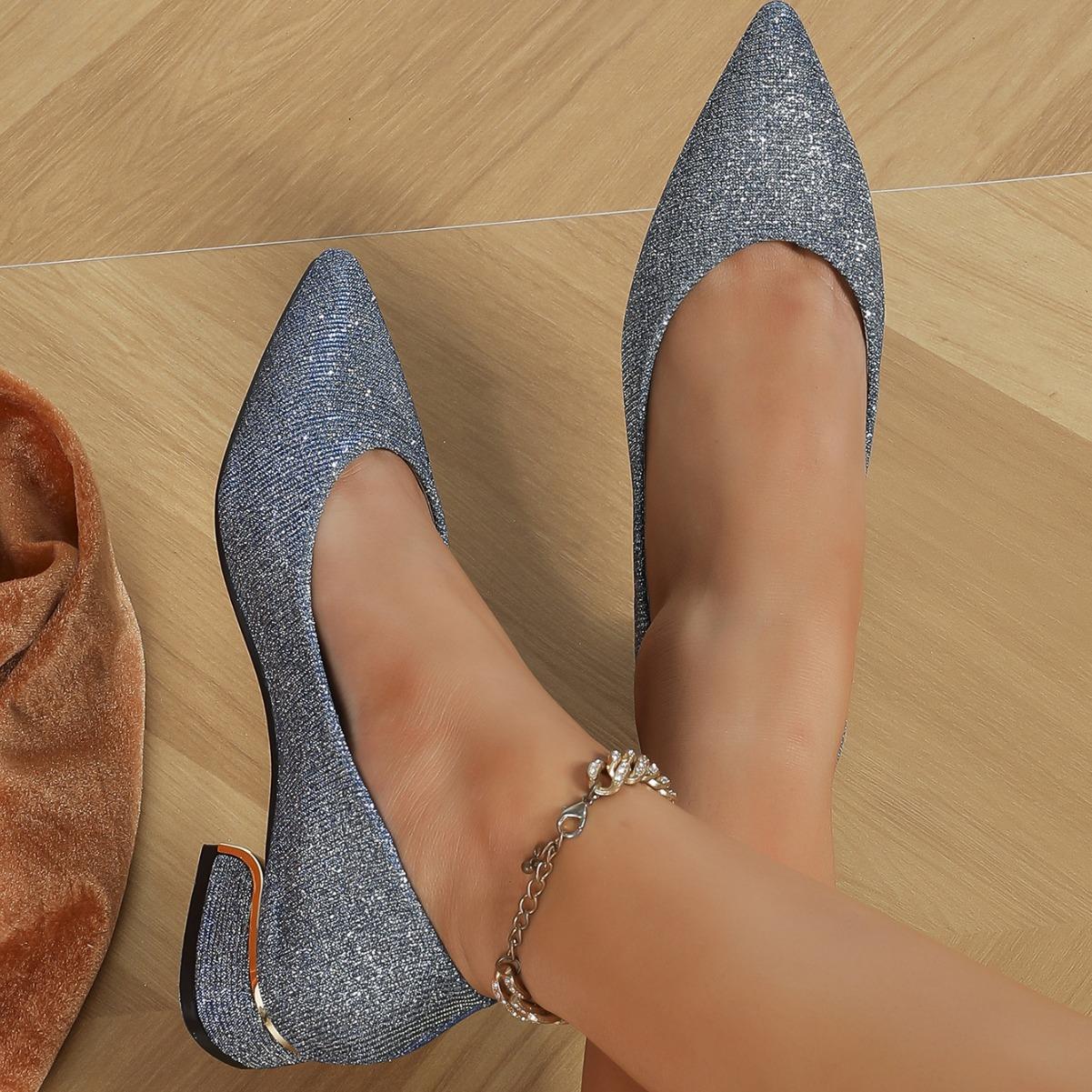 

Coarse heel single shoes women s spring 2025 versatile light mouth temperament medium heel women s work shoes soft sole pointed high heels 34 синий