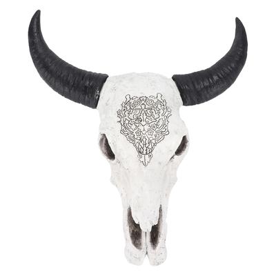 Longhorn Wall Decor Polished Painted By Hand Firm Surface Bull Skull Decoration for Background
