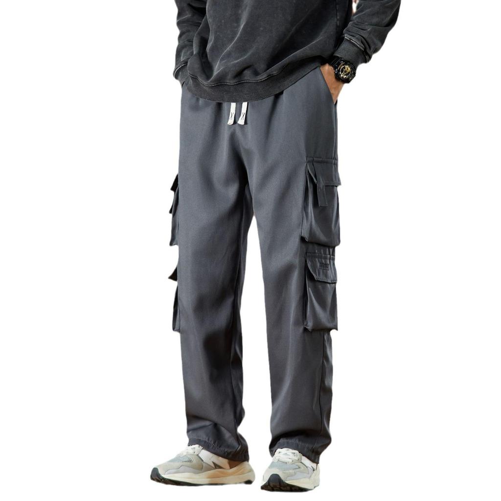 Men's High Street Trend Multi-Pocket Loose Casual Pants: Spring & Autumn Fashion Straight-Leg Trousers