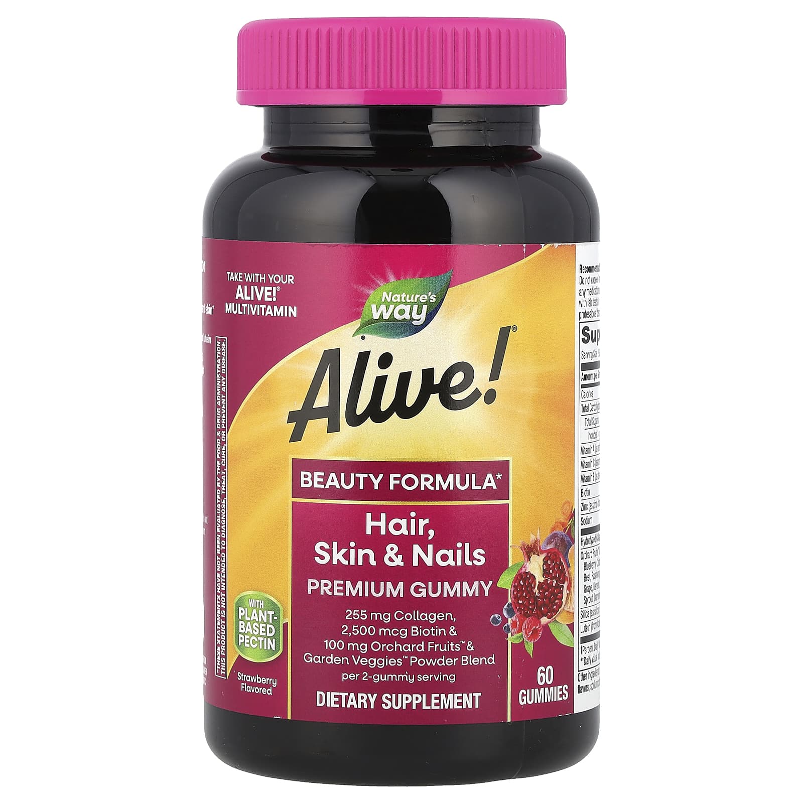 

Nature S Way, Alive! Premium Gummy Jelly for Hair, Skin & Nails, Strawberry Flavor, 60 Gummies