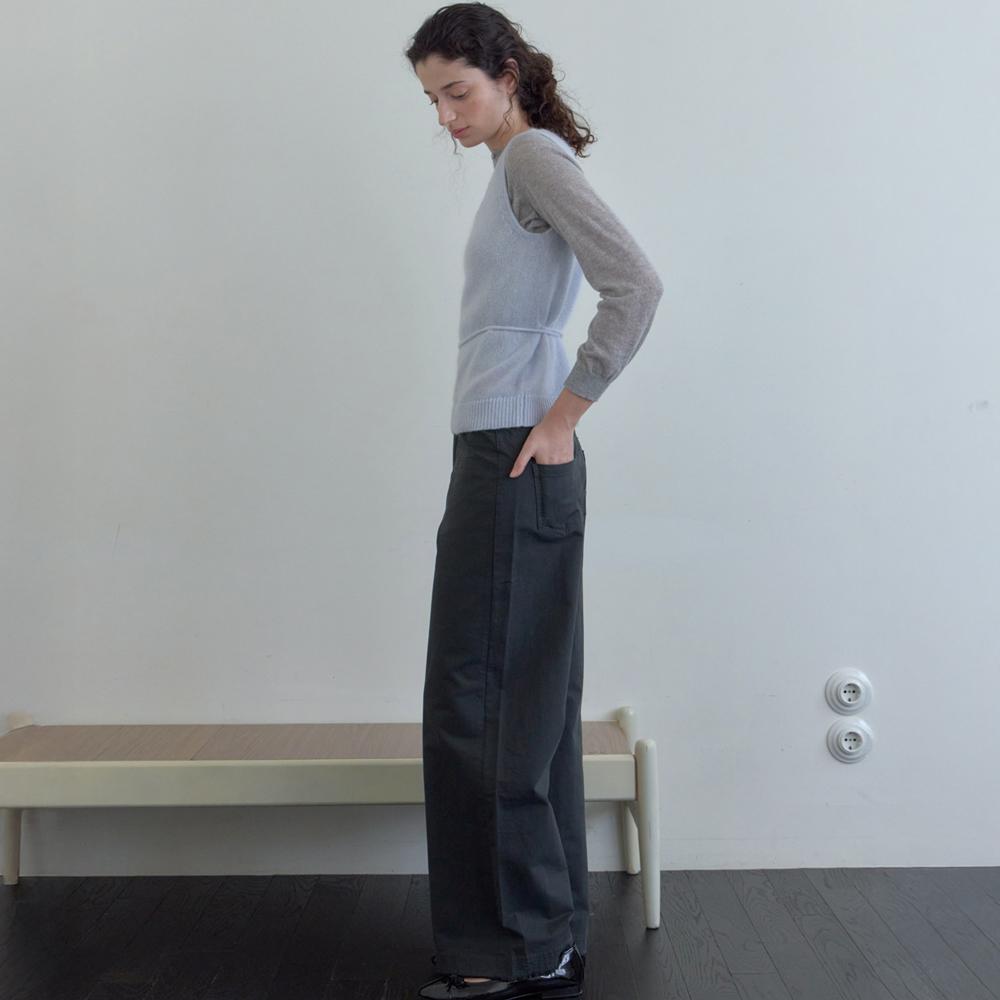Elssibeui Pocket Wide Cotton Pants_Charcoal