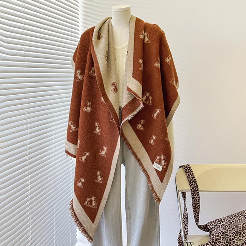 Luxury  Women'S Cashmere Shawl - Winter Cute Allover Print Tasseled Pashmina Bandana Wrap