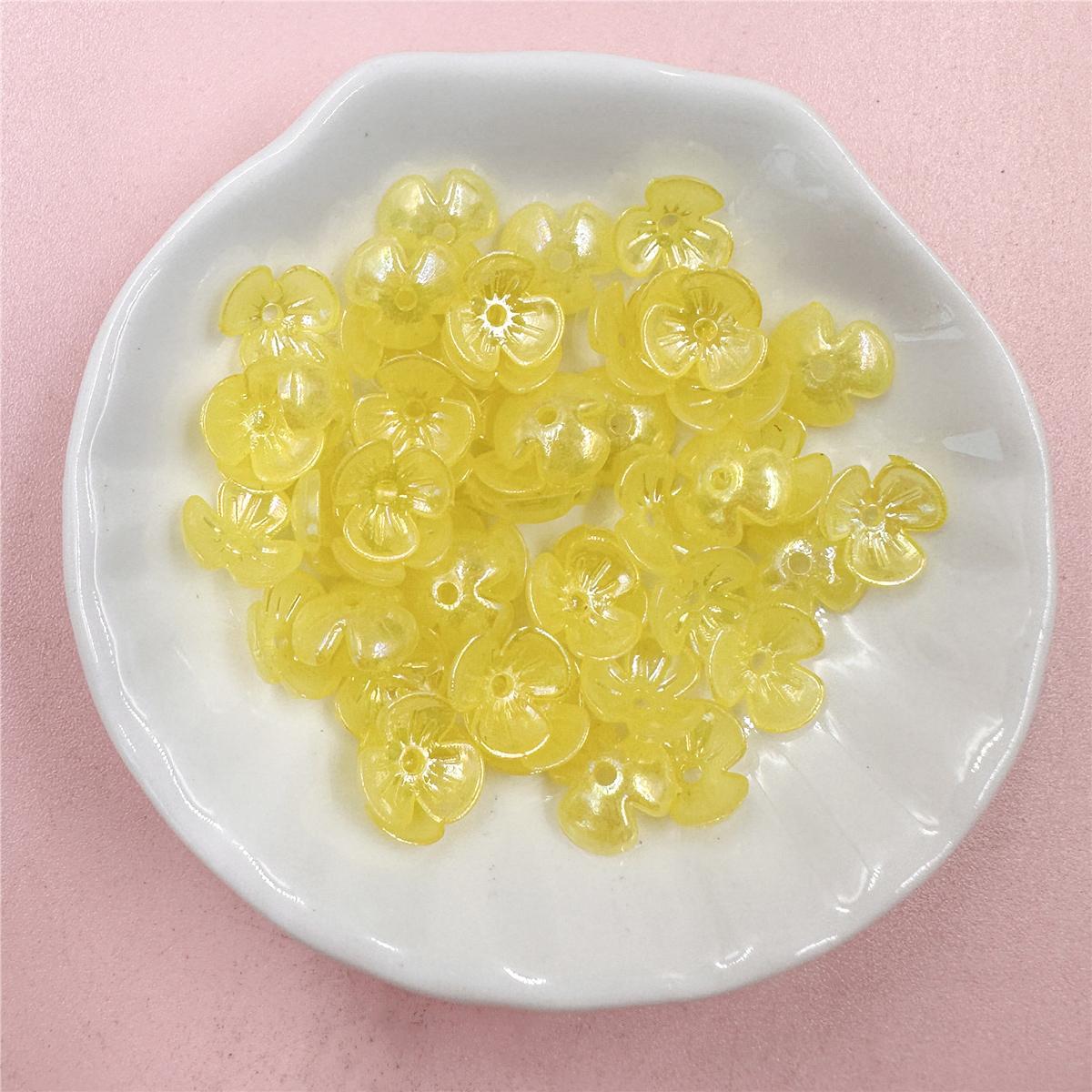 

100 шт. 9,5 мм різнокольорових акрилових дрібних квіткових розпірних намистин з отвором для виготовлення ювелірних виробів своїми руками, браслет, намисто, бісерний матеріал жовтий