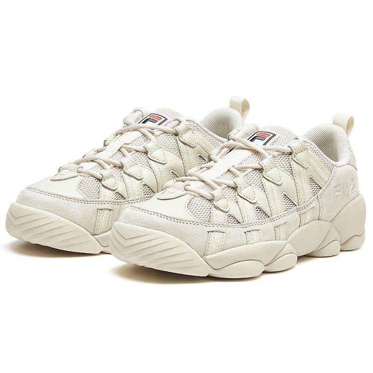 Fila Fusion Spaghetti Synthetic Leather Low Top Retro Basketball Shoes Women sneakers Beige T12W021201FAG