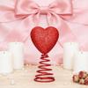 Red Heart Tree Topper with Coil Spring Bounce Effect Glittery Shiny Texture Romantic Holiday Decoration for Mini Trees Parties Home Decor And
