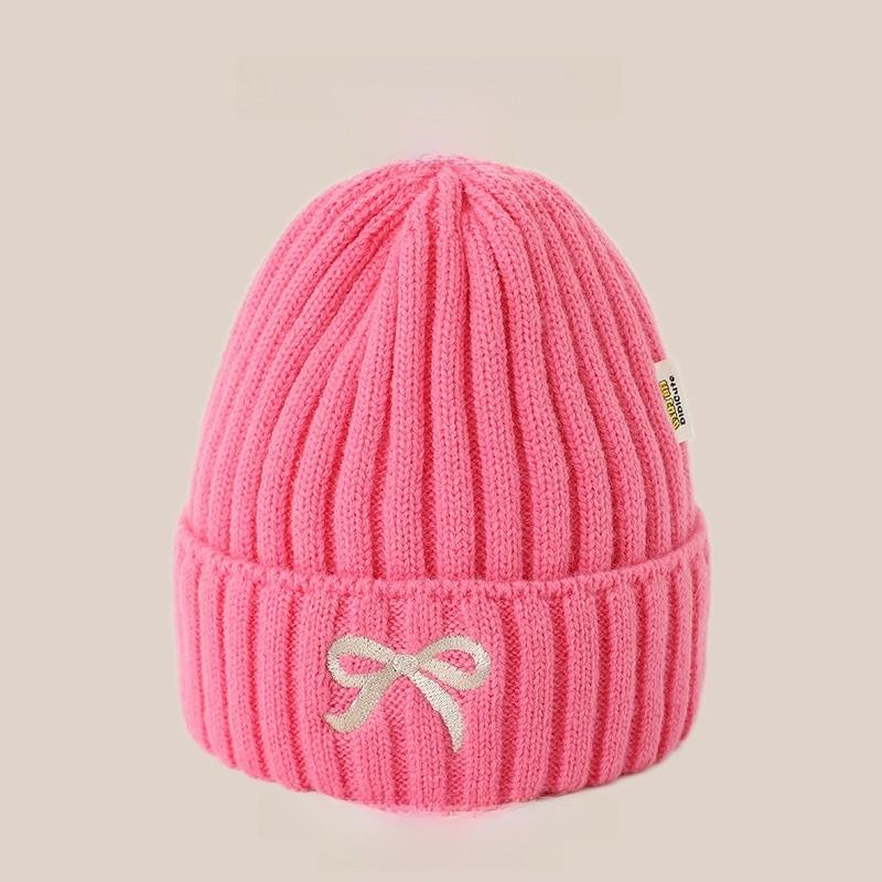 

Autumn Style Wool Beanie With Embroidered Bow For Daily Outdoor Use рожевий червоний колір