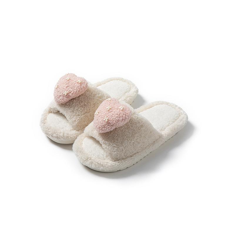 Love open cotton slippers winter European and American home contrasting colors less plush slippers