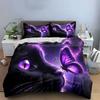 "Purple-Themed Cat and Butterfly Set" kid's and adults' bedroom decor, Exquisite three-piece bedding set gift