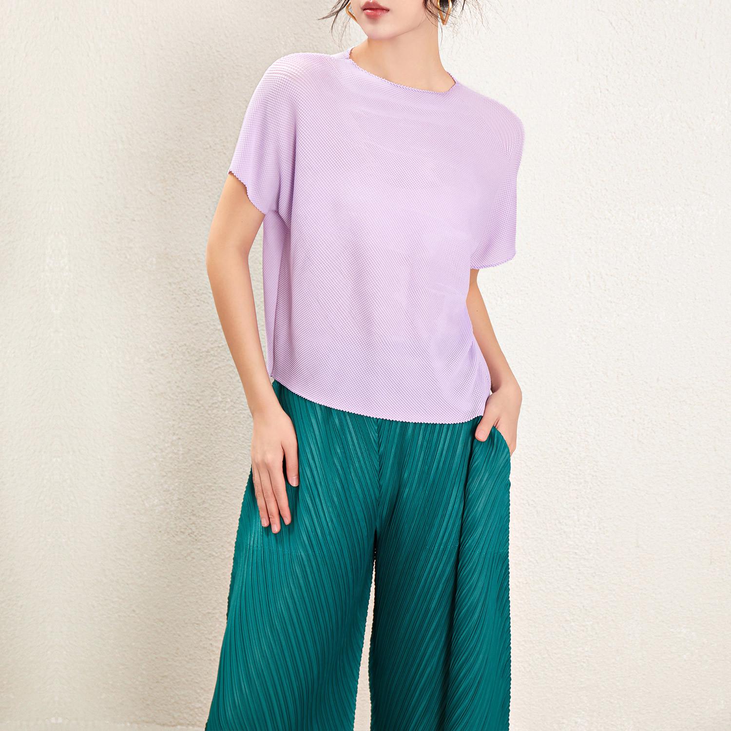 

Miyake Women s 2024 Summer Pleated Casual Slimming Top One Size (90-155)