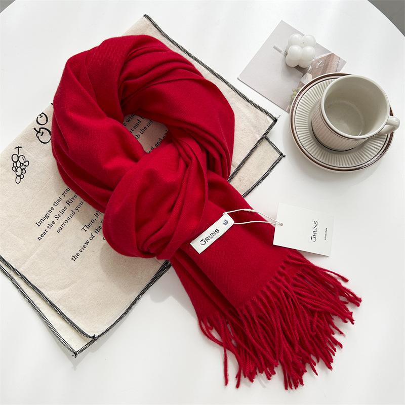 Kašmírový šátek na ruku, podzimní a zimní, jednobarevný, dámský, tlustý střapec, jednoduchý a všestranný, měkký a teplý, imitace kašmíru